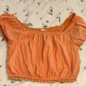 Women's American Eagle Orange Puff Sleeve Top✨
